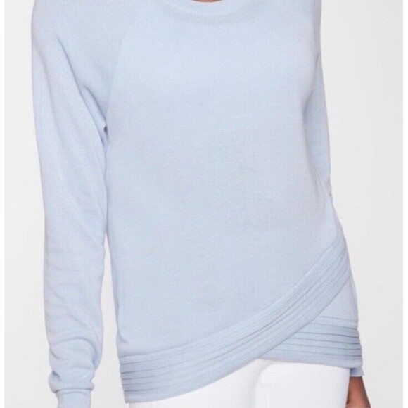 Athleta Serenity Criss Cross Sweatshirt Lt. Blue Crew Neck Soft Modal Stretch XS - Picture 2 of 10